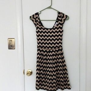 Black and cold chevron candies dress